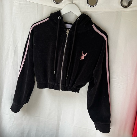 Playboy x MissGuided Velour Track Suit Zip Up Hoodie Size XS - Picture 2 of 3